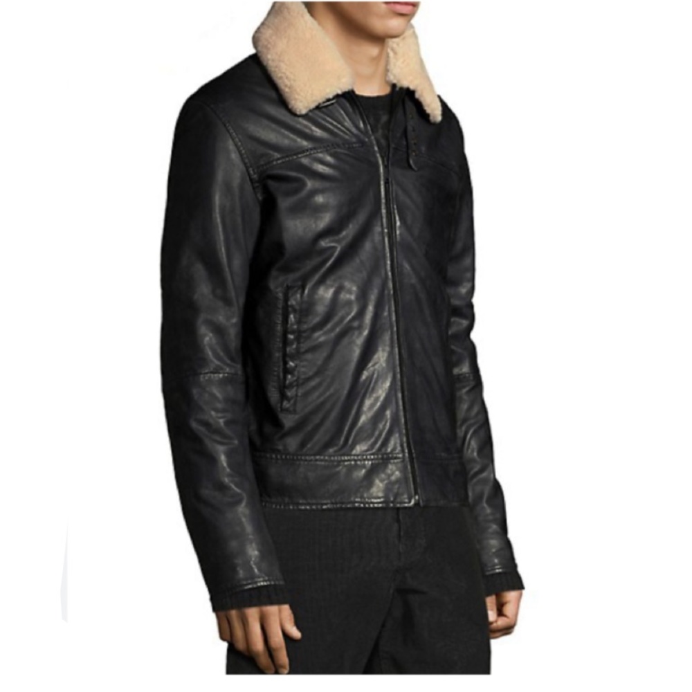 •John Varvatos• Sheldon Nubuck Leather Jacket